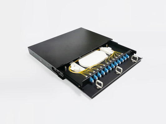 comprare I 12 centri a fibra ottica a 19 pollici del duplex 24 del quadro d'interconnessione di Slding del supporto di scaffale dei porti 1U LC UPC fabbricazione online