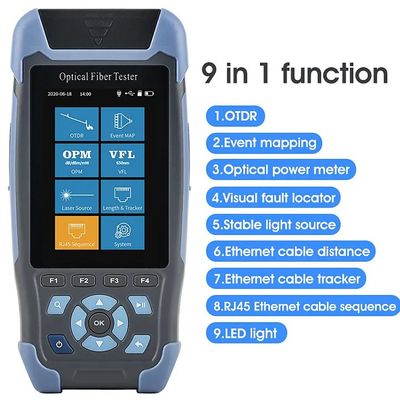 comprare 1310/1550nm SM Test Range 5m-60Km Mini OTDR 9 in 1 Tester con APC UPC SC/FC/ST/LC Adapter fabbricazione online