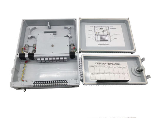 comprare 16 porte FTTH 1*8 PLC Splitter Optical Distribution Box IP65 Indonesia Telecom 2 porte Grigio fabbricazione online
