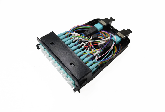 comprare 12 24 cassette OM3 di plastica 10G Aqua Male Multimode Cable delle fibre MPO MTP fabbricazione online