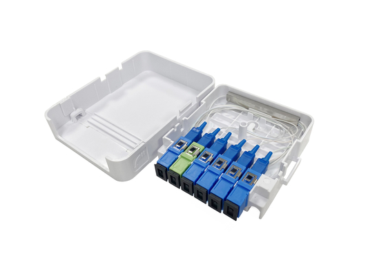 Scatola di terminazione in fibra ottica con splitter 1X5 per FTTH per montaggio a parete interno ed esterno