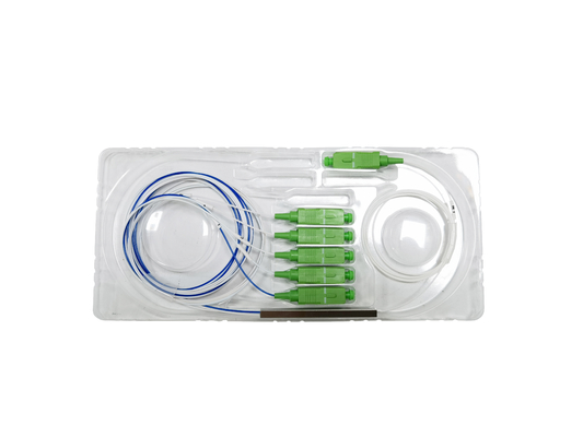 Prezzo di fabbrica FTTH Sbilanciato 1*5 Mini Tipo PLC Splitter Connettore SC Telecomunicazioni in fibra ottica Alimentazione per sistemi di rete ottica