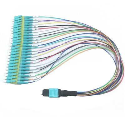 MPO Cable di imbracatura 12 fibre fanout LC PC pigtails colorati MM OM3 MM 8F 12F 24F LSZH MPO MTP Fiber Optic Patch Cord