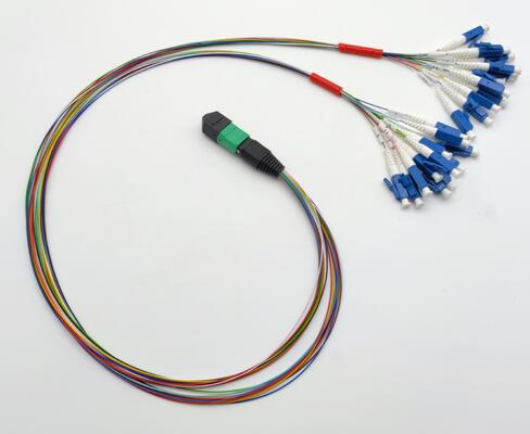 MPO Cable di imbracatura 12 fibre fanout LC PC pigtails colorati MM OM3 MM 8F 12F 24F LSZH MPO MTP Fiber Optic Patch Cord
